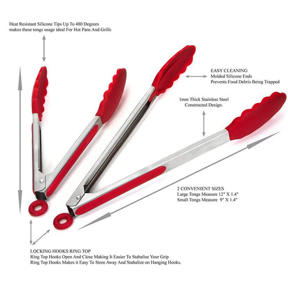 2-Pack: Chef's Star Premium Silicone Kitchen Tongs DailySale