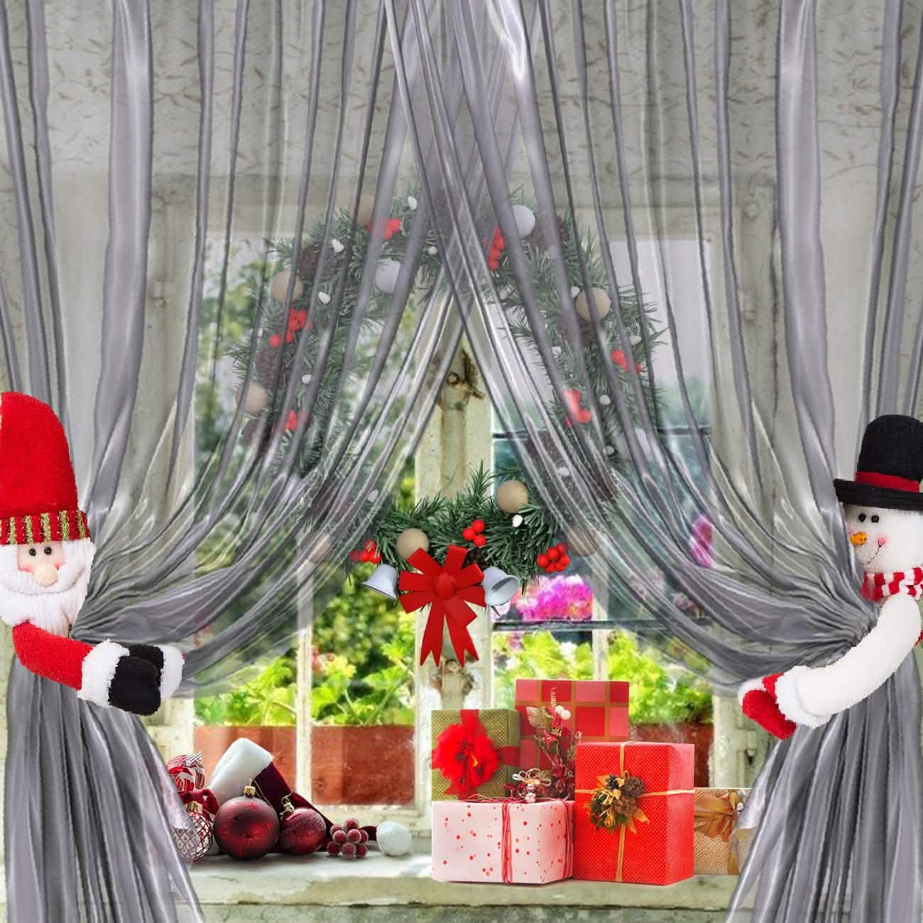 2-Pack: Christmas Curtain Buckle Doll Santa & Snowman DailySale