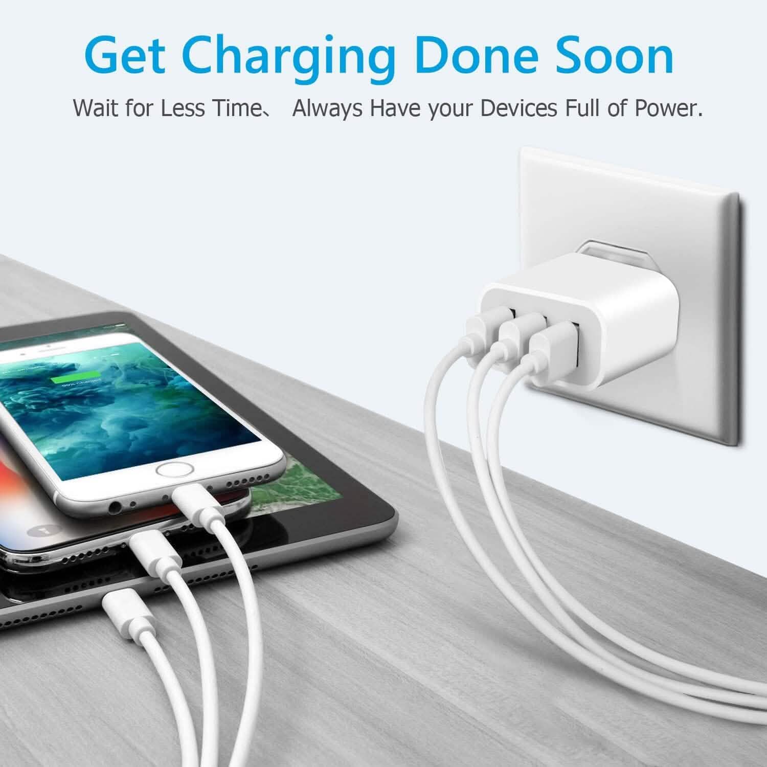 2-Pack: Compact 3-Port USB Wall Charger Adapters with Quick Charge DailySale