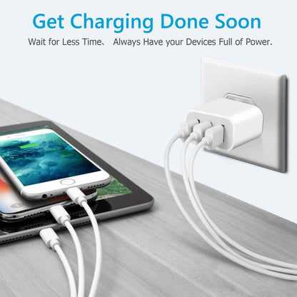 2-Pack: Compact 3-Port USB Wall Charger Adapters with Quick Charge DailySale