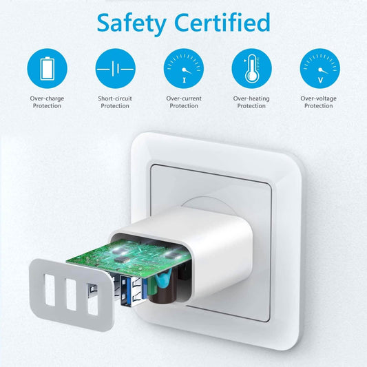 2-Pack: Compact 3-Port USB Wall Charger Adapters with Quick Charge DailySale
