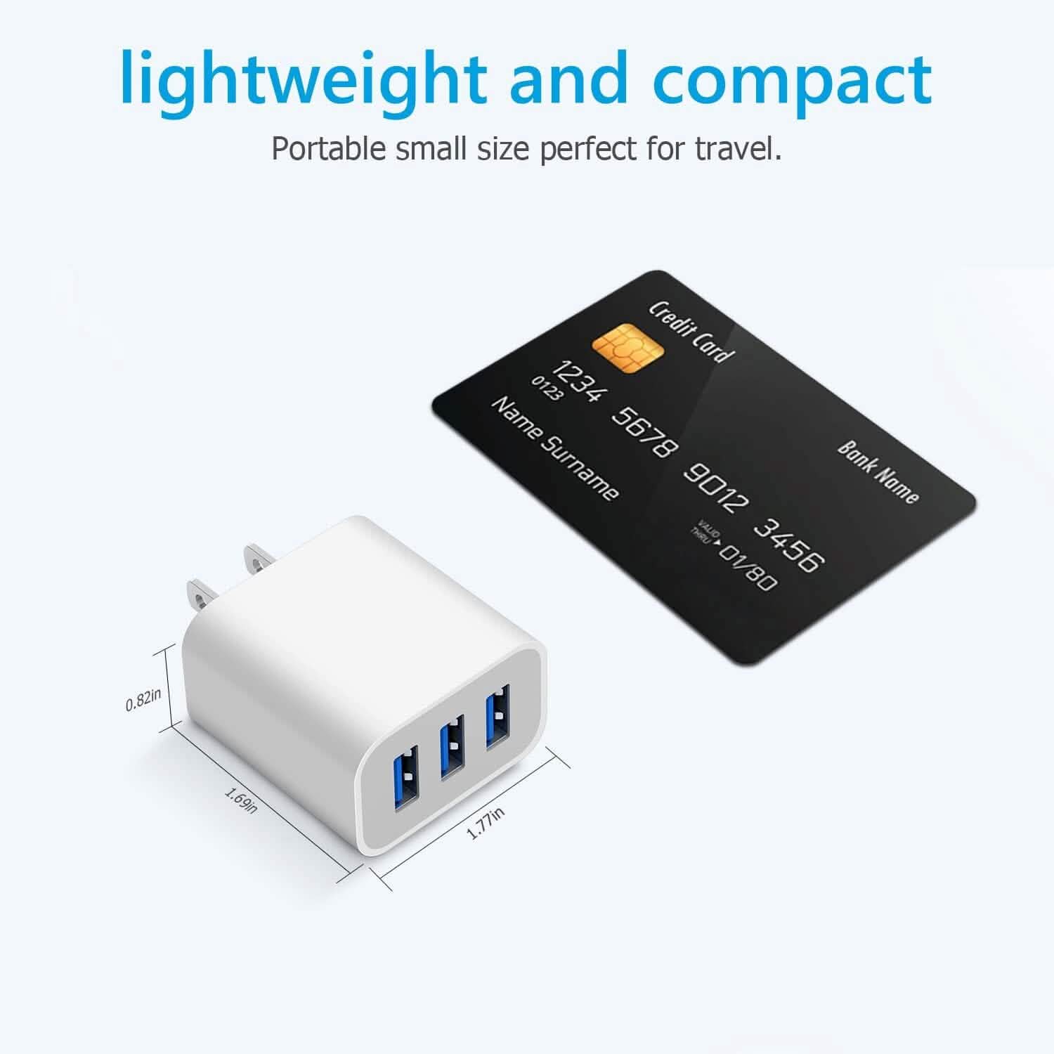 2-Pack: Compact 3-Port USB Wall Charger Adapters with Quick Charge DailySale