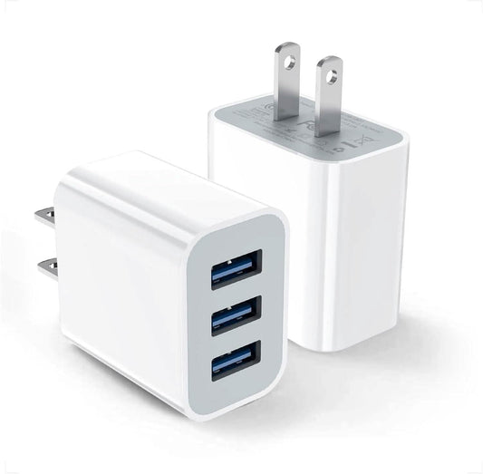 2-Pack: Compact 3-Port USB Wall Charger Adapters with Quick Charge DailySale