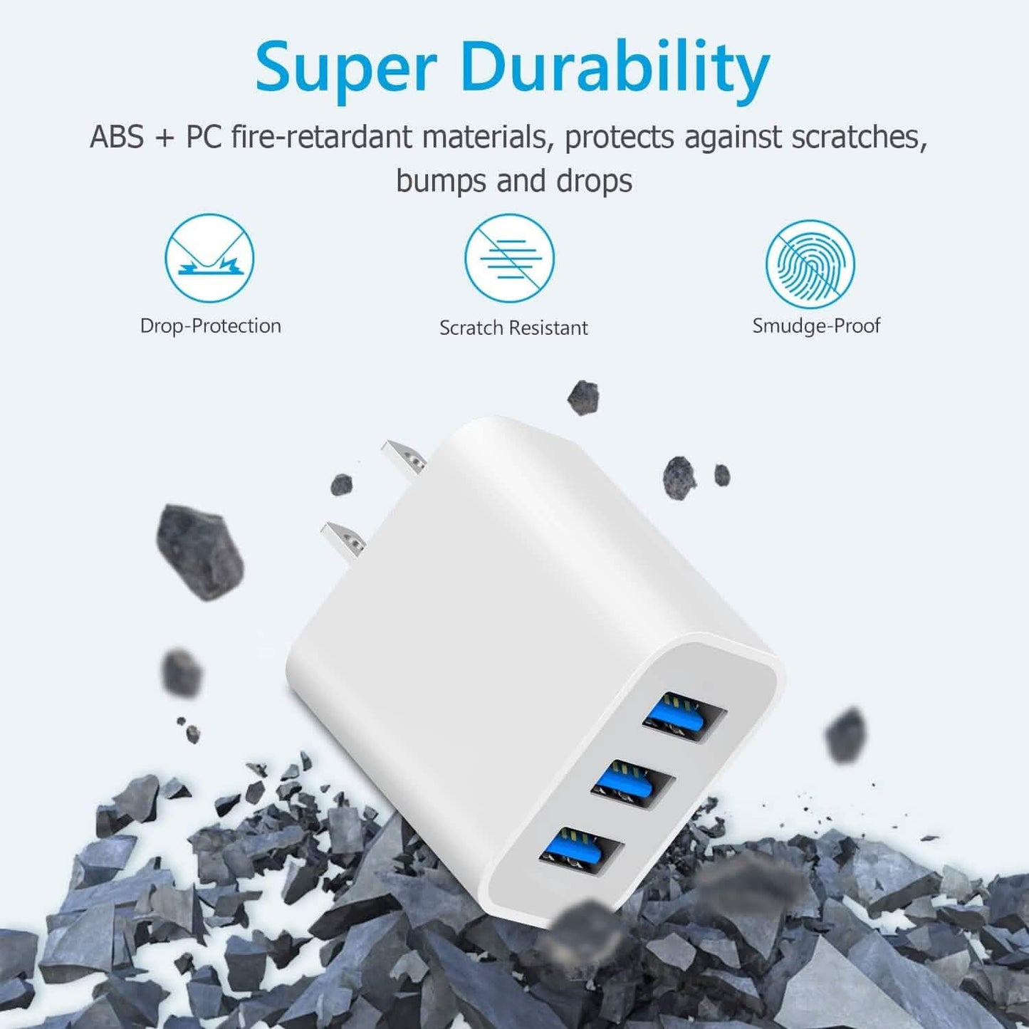 2-Pack: Compact 3-Port USB Wall Charger Adapters with Quick Charge DailySale
