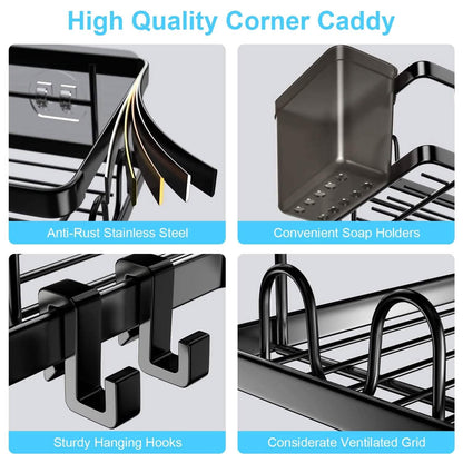 2-Pack: Corner Shower Caddy No Drilling Adhesive Shower Organizer DailySale