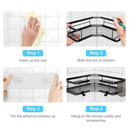 2-Pack: Corner Shower Caddy No Drilling Adhesive Shower Organizer DailySale