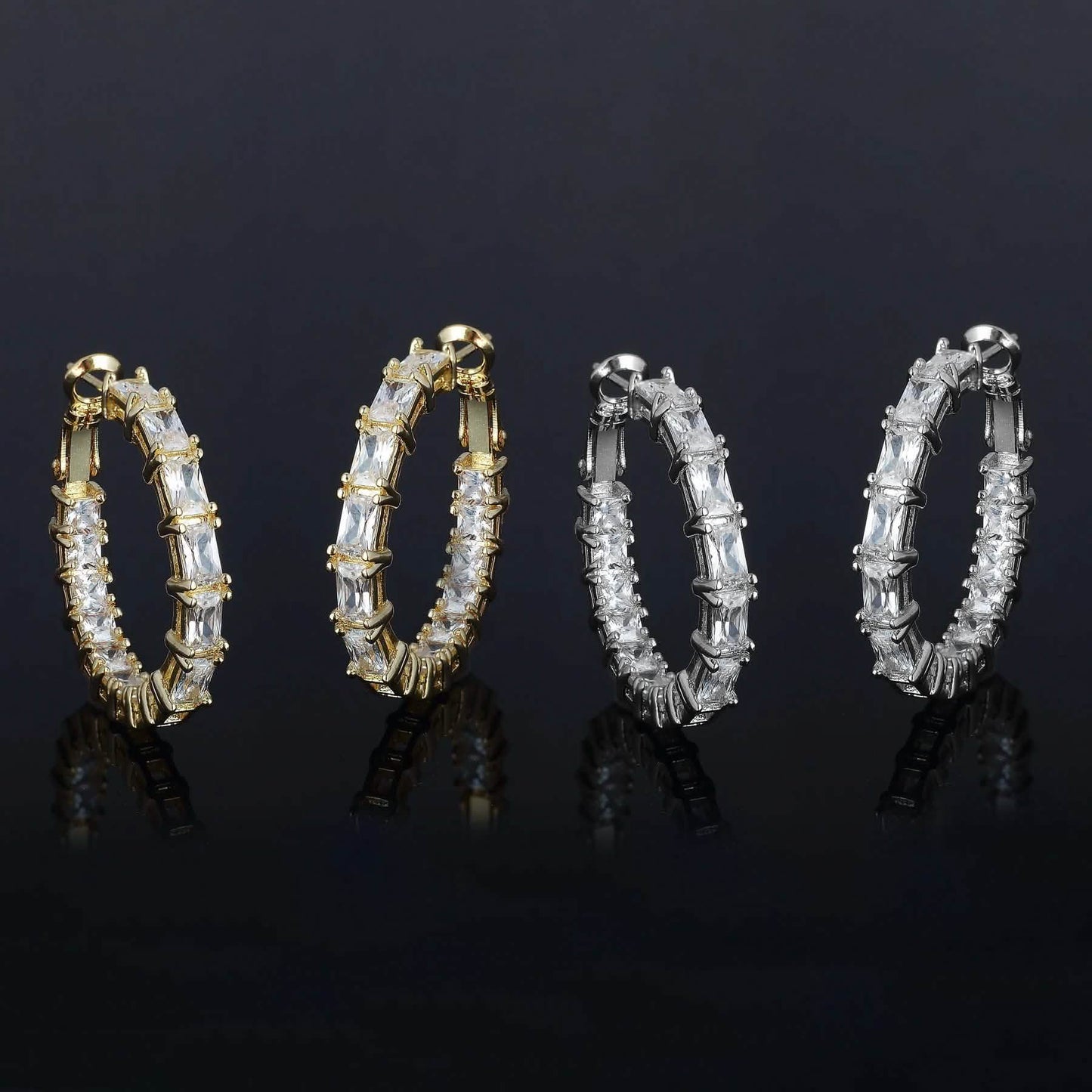 2-Pack: Crystal Emerald Hoop Earrings Set DailySale