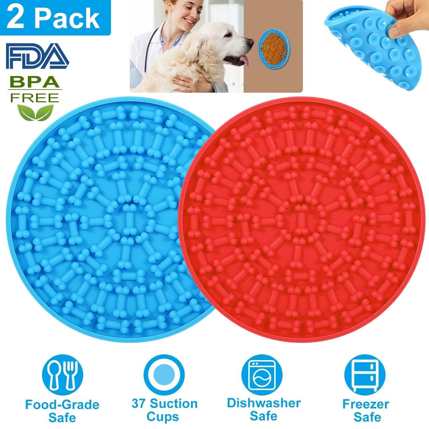 2-Pack: Dog Lick Pad Pet Shower Grooming Slow Feeder Distraction Mat DailySale
