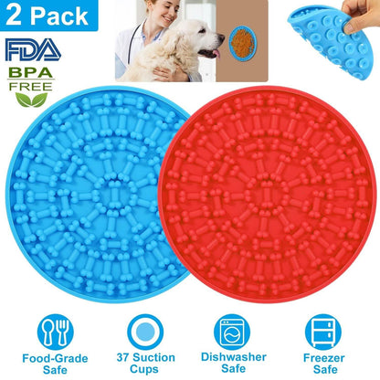 2-Pack: Dog Lick Pad Pet Shower Grooming Slow Feeder Distraction Mat DailySale