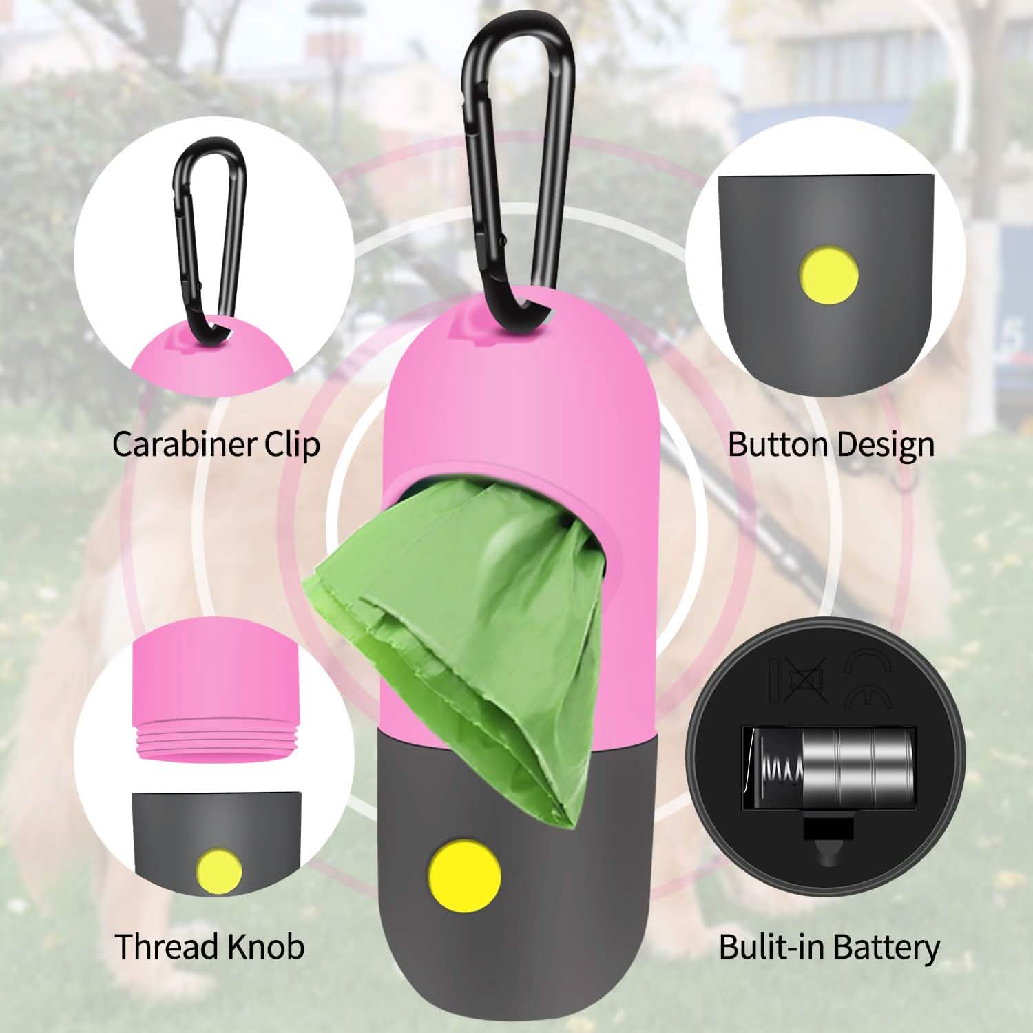 2-Pack: Dog Poop Bag Dispenser with Built-in LED Flashlight DailySale