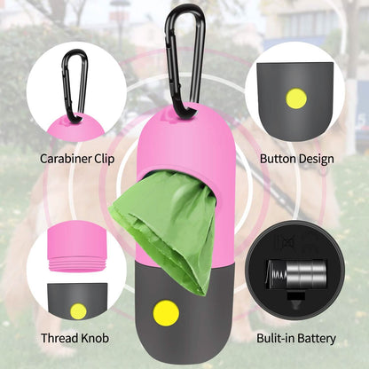 2-Pack: Dog Poop Bag Dispenser with Built-in LED Flashlight DailySale