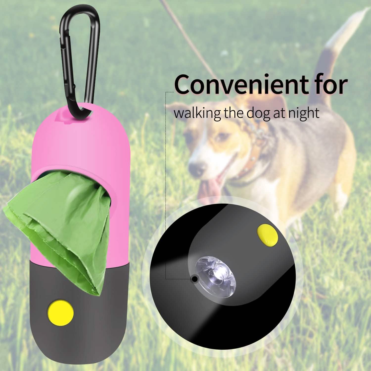 2-Pack: Dog Poop Bag Dispenser with Built-in LED Flashlight DailySale
