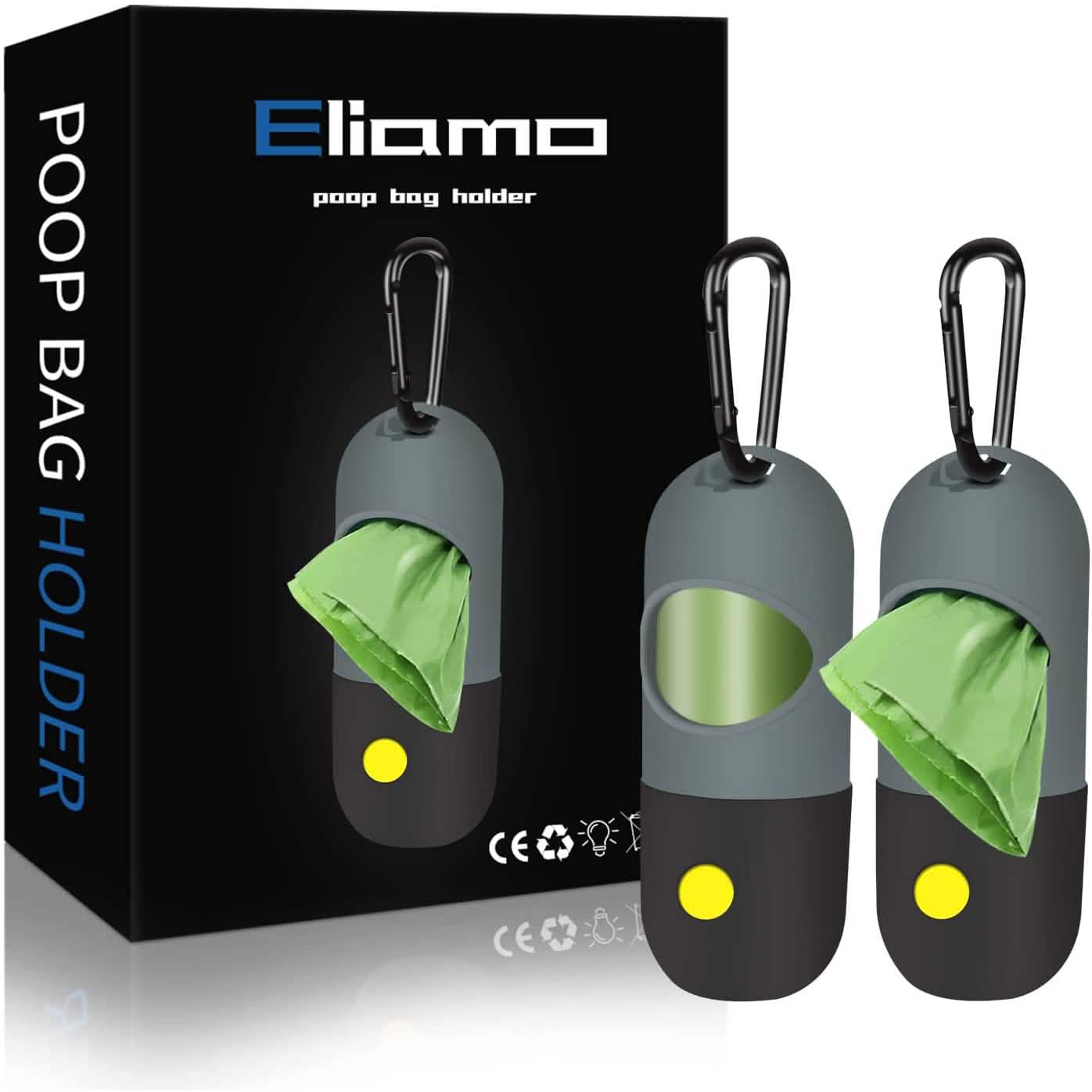 2-Pack: Dog Poop Bag Dispenser with Built-in LED Flashlight DailySale