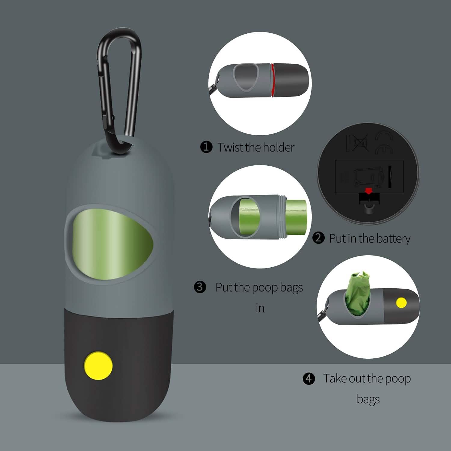2-Pack: Dog Poop Bag Dispenser with Built-in LED Flashlight DailySale
