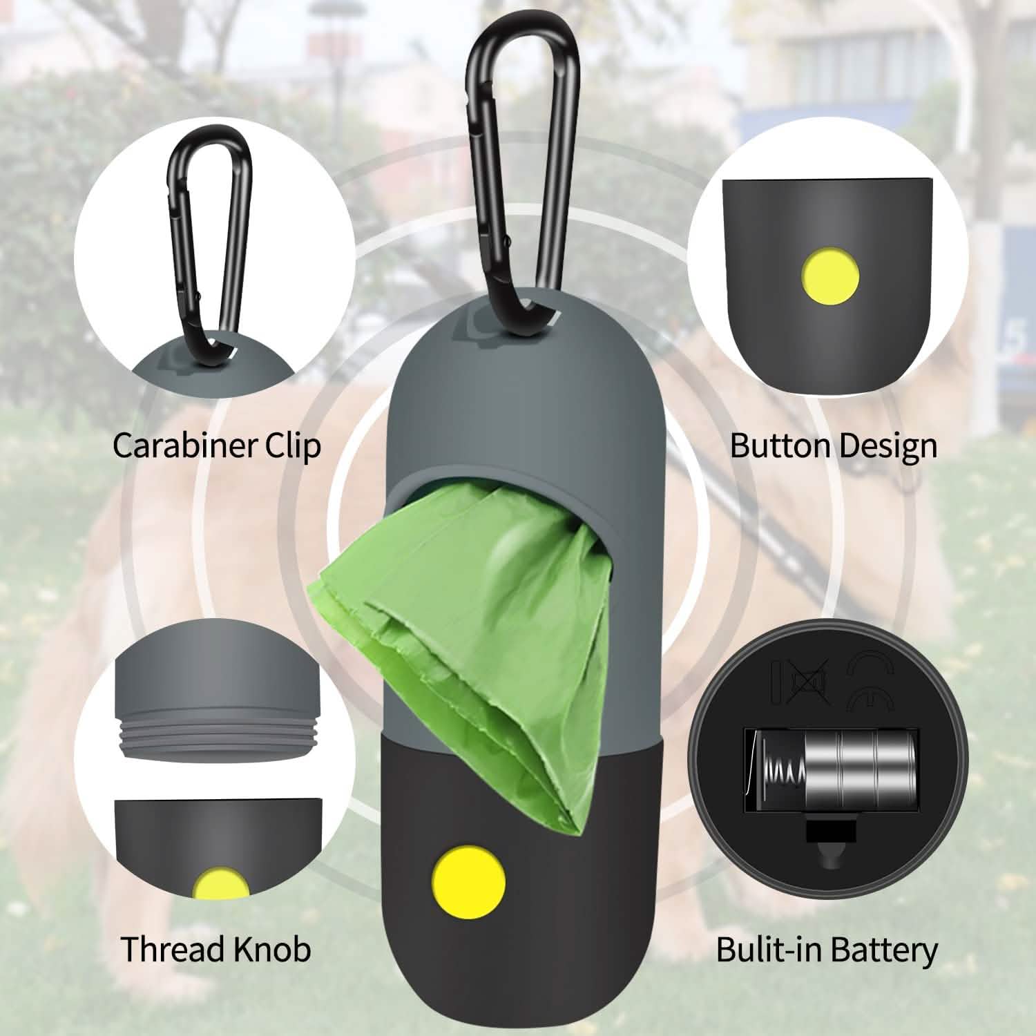 2-Pack: Dog Poop Bag Dispenser with Built-in LED Flashlight DailySale