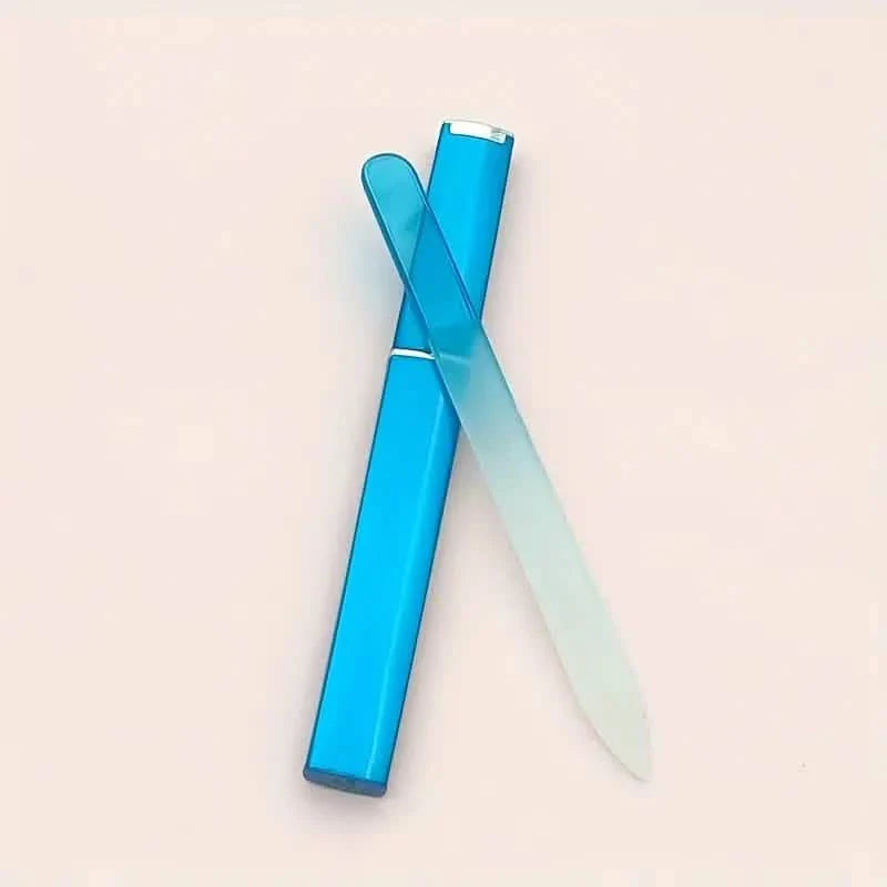 2-Pack: Double-Sided Etched Fingernail Glass Nail File with Case DailySale