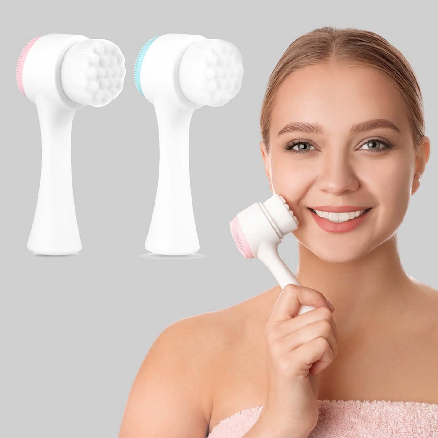 2-Pack: Dual Face Manual Facial Brush For Pore Cleansing And Exfoliating DailySale