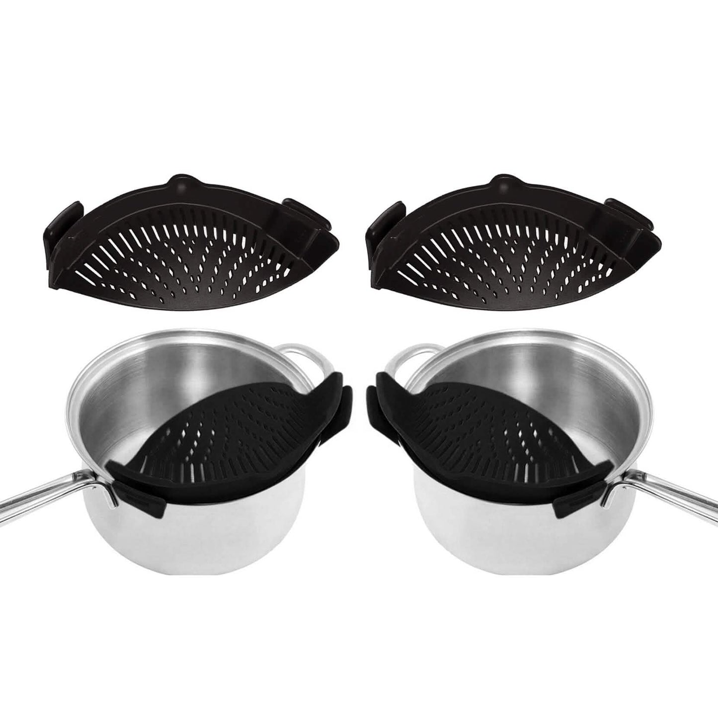 2-Pack: Easy Snap On Heat Resistance Silicone Kitchen Strainer DailySale