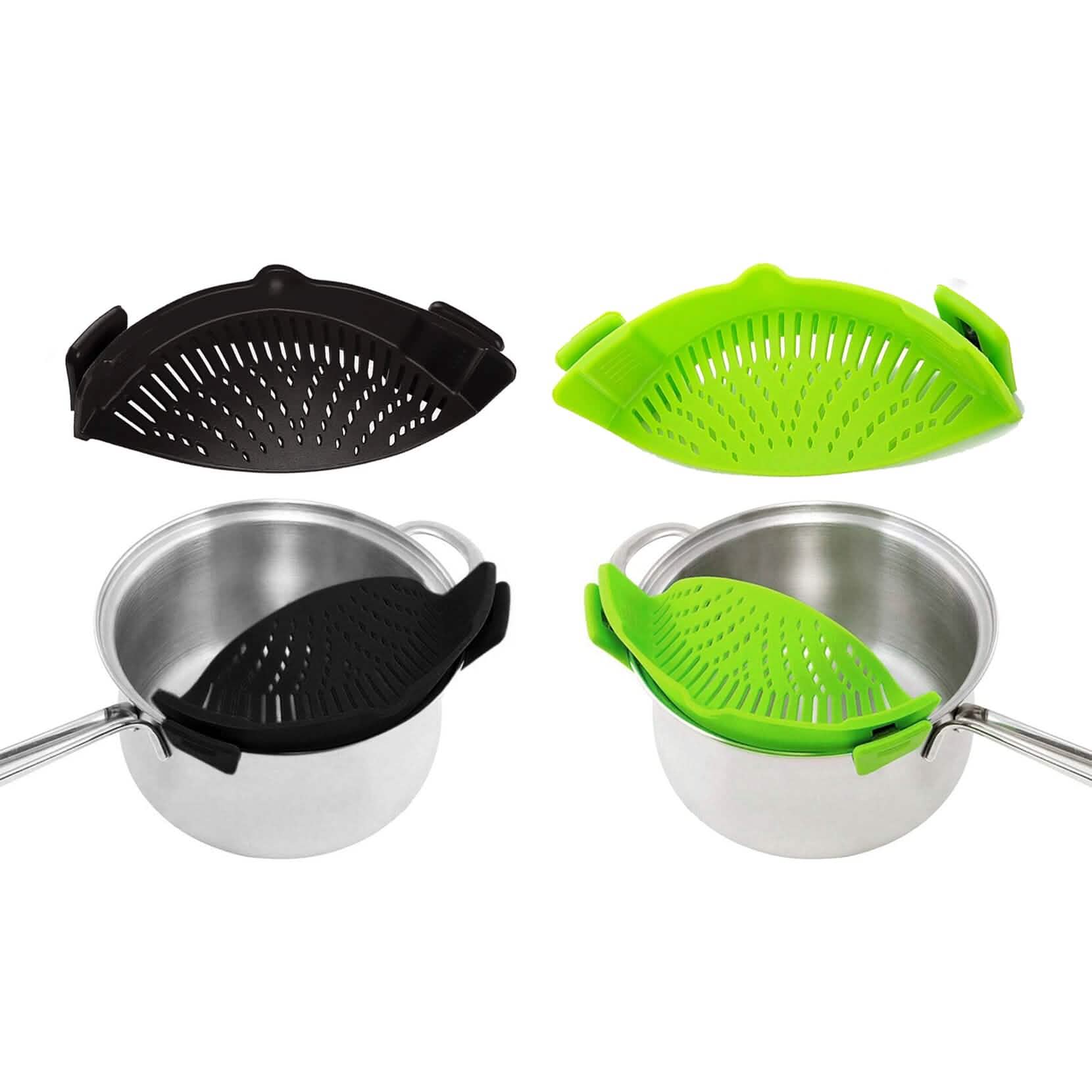 2-Pack: Easy Snap On Heat Resistance Silicone Kitchen Strainer DailySale