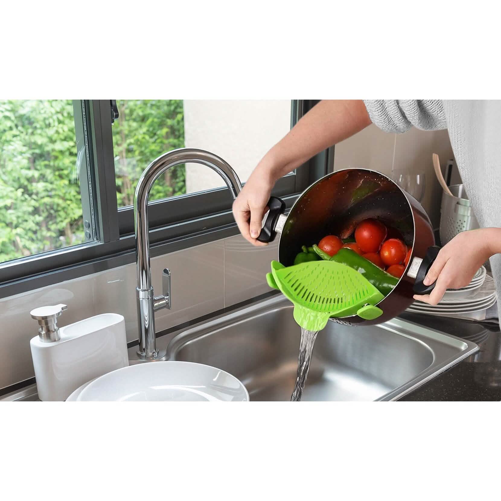 2-Pack: Easy Snap On Heat Resistance Silicone Kitchen Strainer DailySale