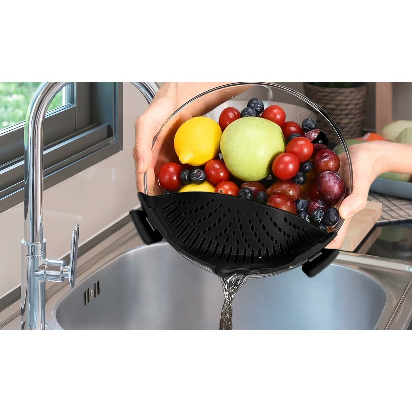 2-Pack: Easy Snap On Heat Resistance Silicone Kitchen Strainer DailySale