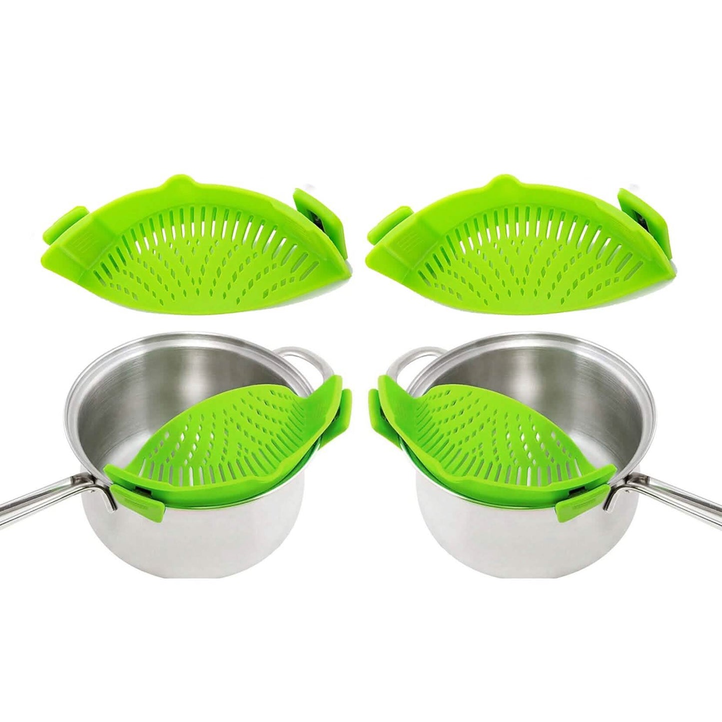 2-Pack: Easy Snap On Heat Resistance Silicone Kitchen Strainer DailySale