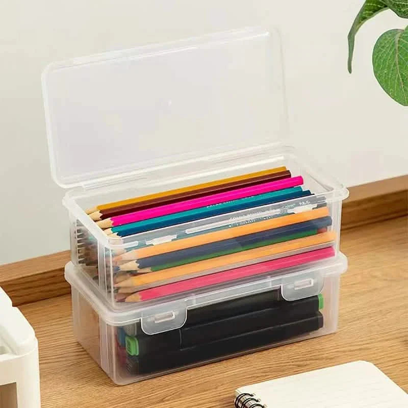 2-Pack: Extra Large Capacity Plastic Pencil Box Stackable Translucent Clear Pencil Box DailySale