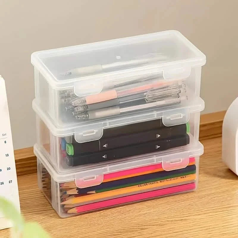 2-Pack: Extra Large Capacity Plastic Pencil Box Stackable Translucent Clear Pencil Box DailySale
