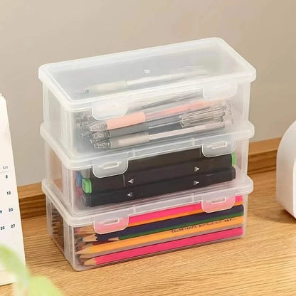 2-Pack: Extra Large Capacity Plastic Pencil Box Stackable Translucent Clear Pencil Box DailySale