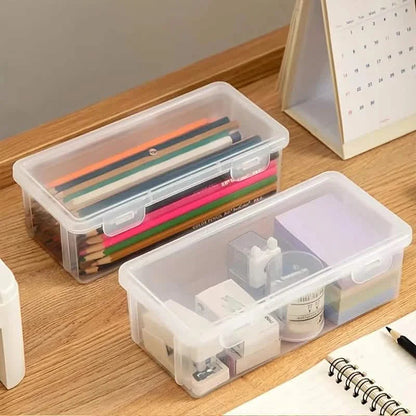 2-Pack: Extra Large Capacity Plastic Pencil Box Stackable Translucent Clear Pencil Box DailySale
