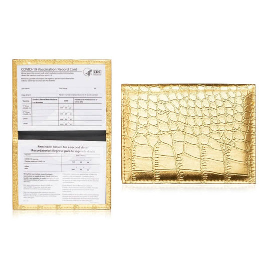 2-Pack: Faux Crocodile Leather Bling CDC Vaccination Card Immunization Record Protector Holder Passport DailySale