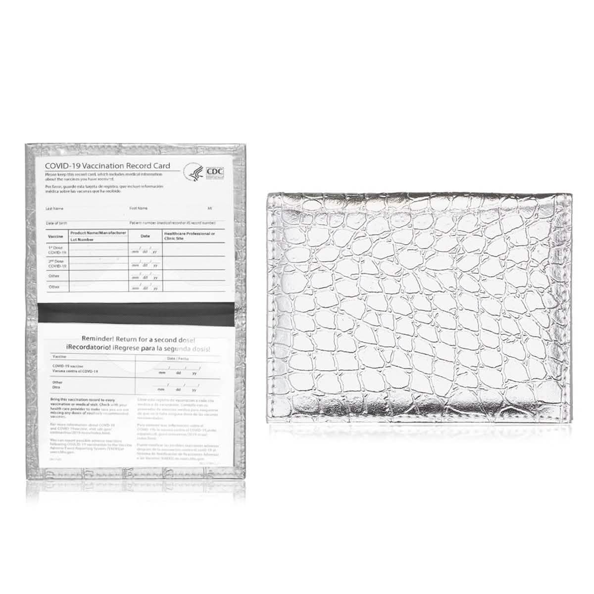 2-Pack: Faux Crocodile Leather Bling CDC Vaccination Card Immunization Record Protector Holder Passport DailySale