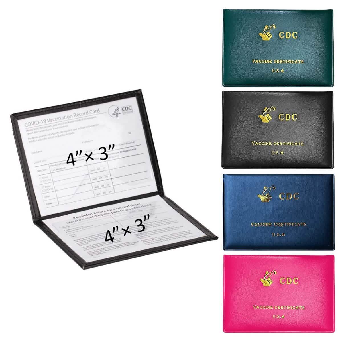 2-Pack: Faux Leather CDC Vaccination Card Immunization Record Protector Holder DailySale