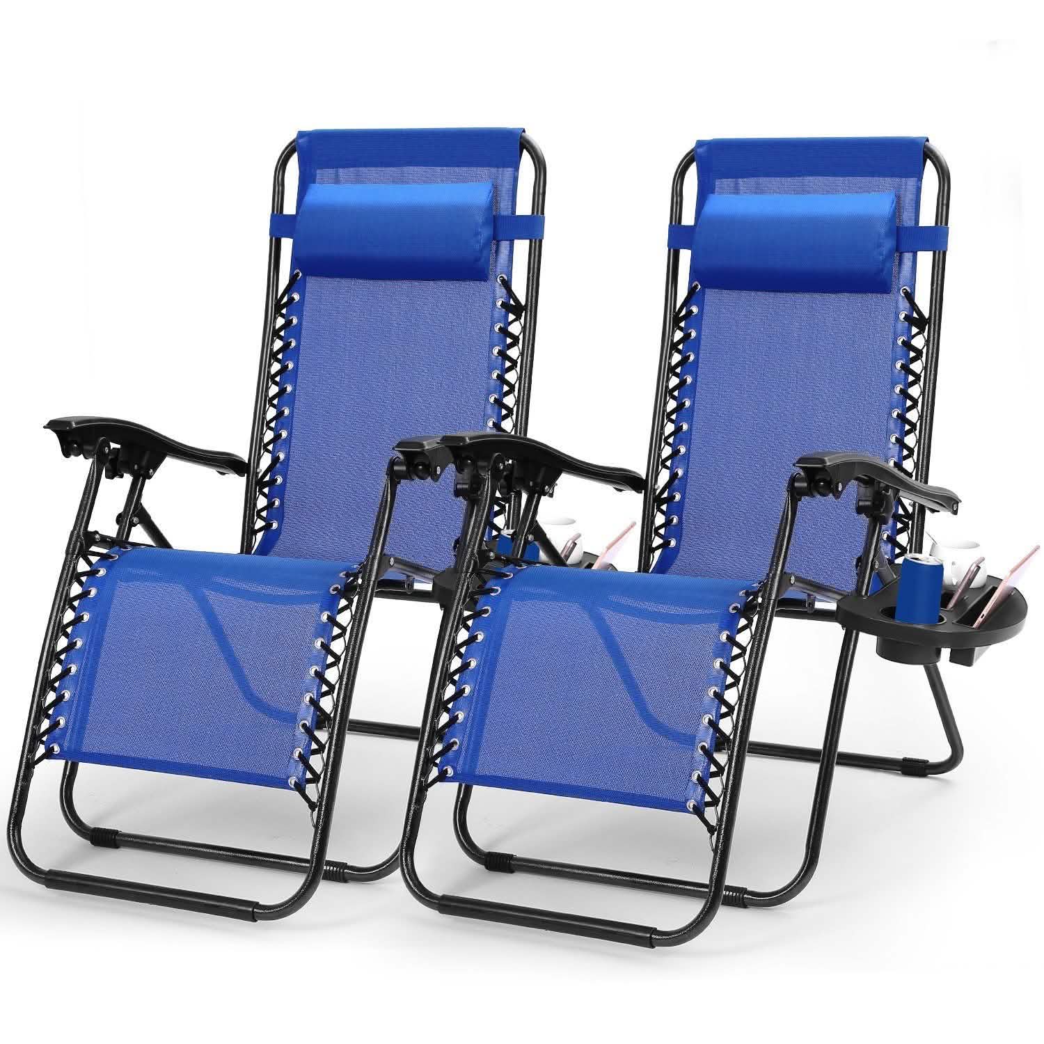 2-Pack: Foldable Zero Gravity Lounge Chair with Dual Side Tray DailySale