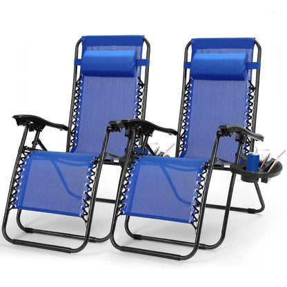 2-Pack: Foldable Zero Gravity Lounge Chair with Dual Side Tray DailySale