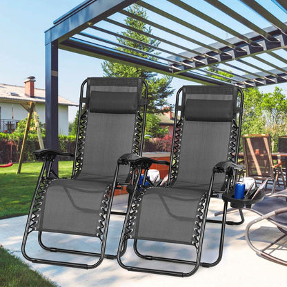 2-Pack: Foldable Zero Gravity Lounge Chair with Dual Side Tray DailySale