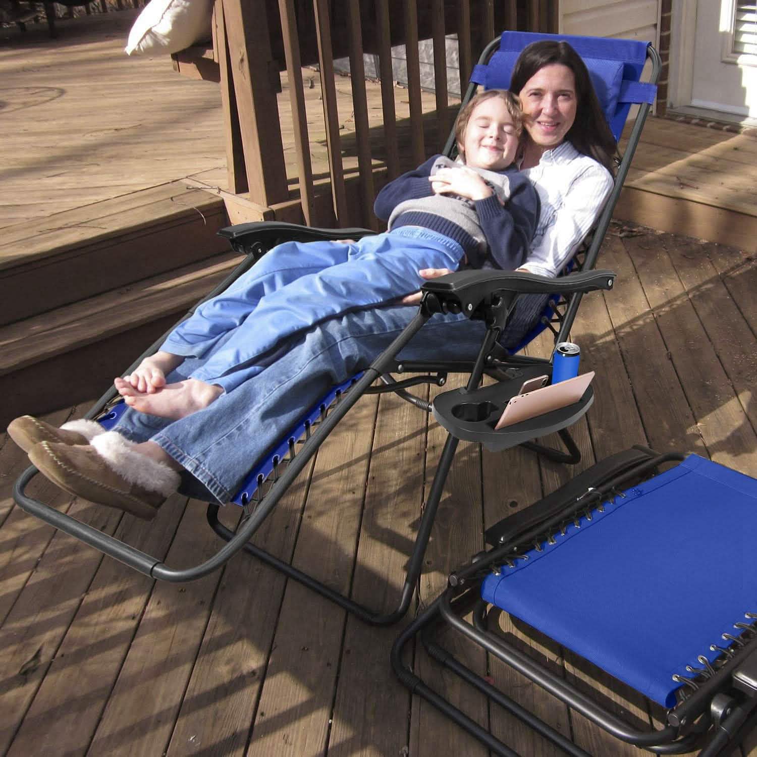 2-Pack: Foldable Zero Gravity Lounge Chair with Dual Side Tray DailySale
