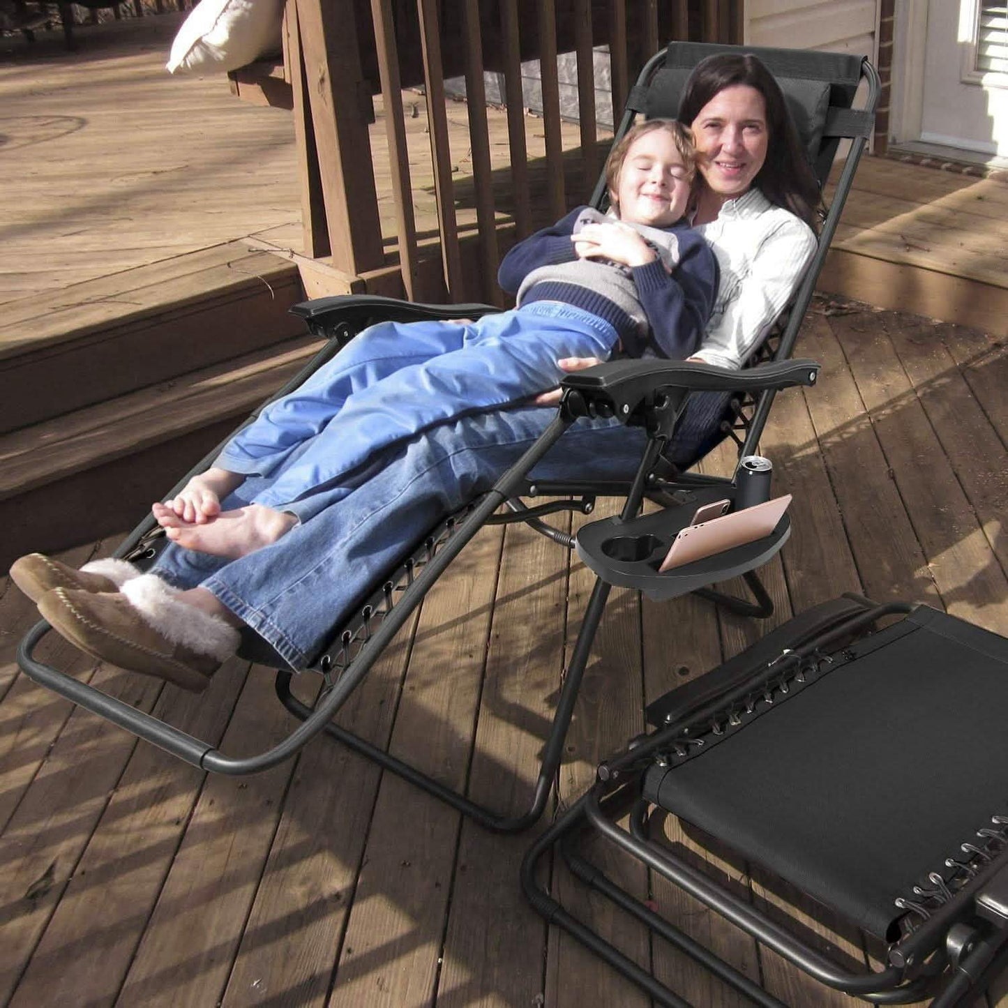 2-Pack: Foldable Zero Gravity Lounge Chair with Dual Side Tray DailySale