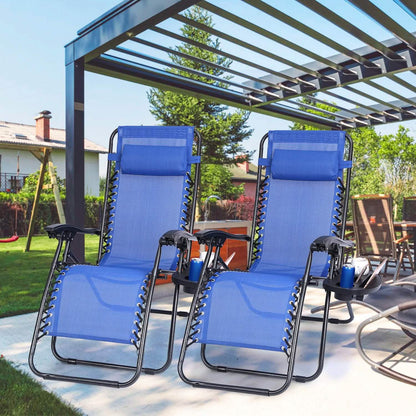 2-Pack: Foldable Zero Gravity Lounge Chair with Dual Side Tray DailySale