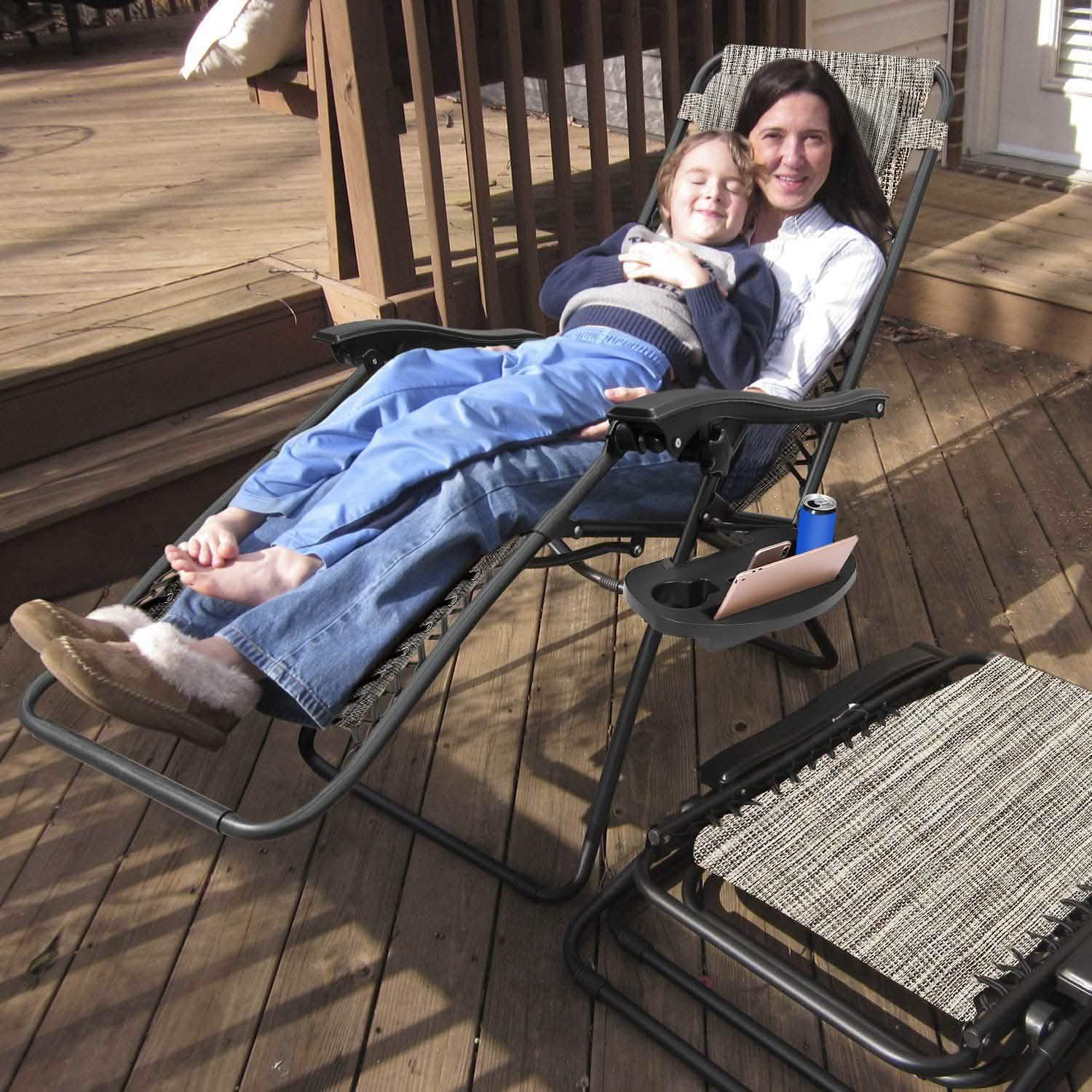 2-Pack: Foldable Zero Gravity Lounge Chair with Dual Side Tray DailySale