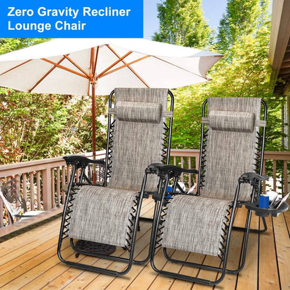 2-Pack: Foldable Zero Gravity Lounge Chair with Dual Side Tray DailySale