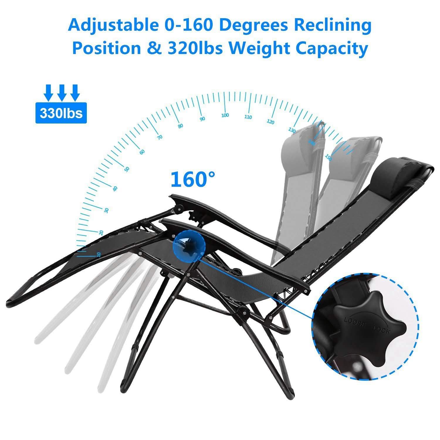 2-Pack: Foldable Zero Gravity Lounge Chair with Dual Side Tray DailySale