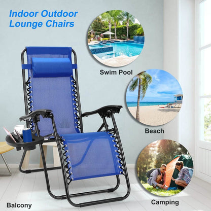 2-Pack: Foldable Zero Gravity Lounge Chair with Dual Side Tray DailySale