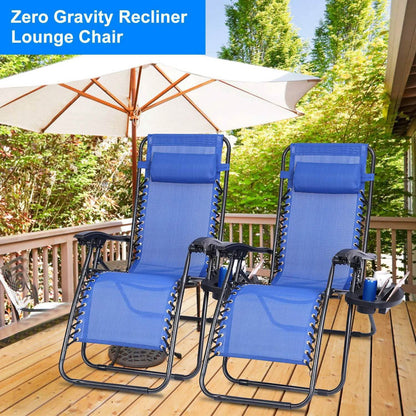 2-Pack: Foldable Zero Gravity Lounge Chair with Dual Side Tray DailySale