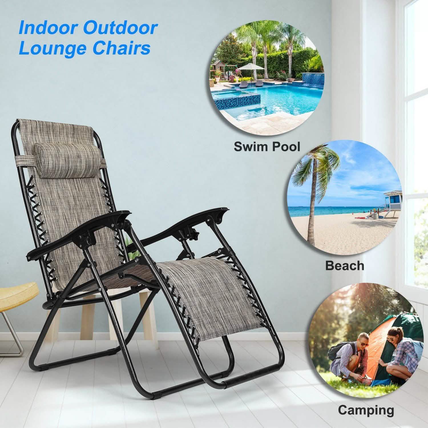2-Pack: Foldable Zero Gravity Lounge Chair with Dual Side Tray DailySale