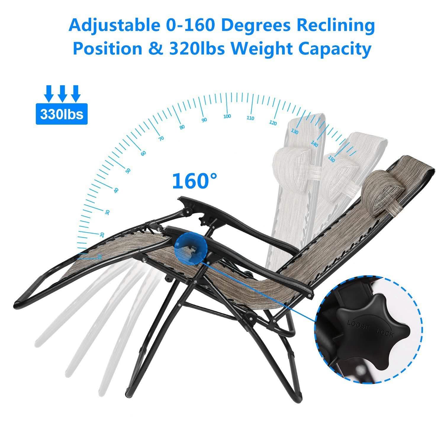 2-Pack: Foldable Zero Gravity Lounge Chair with Dual Side Tray DailySale