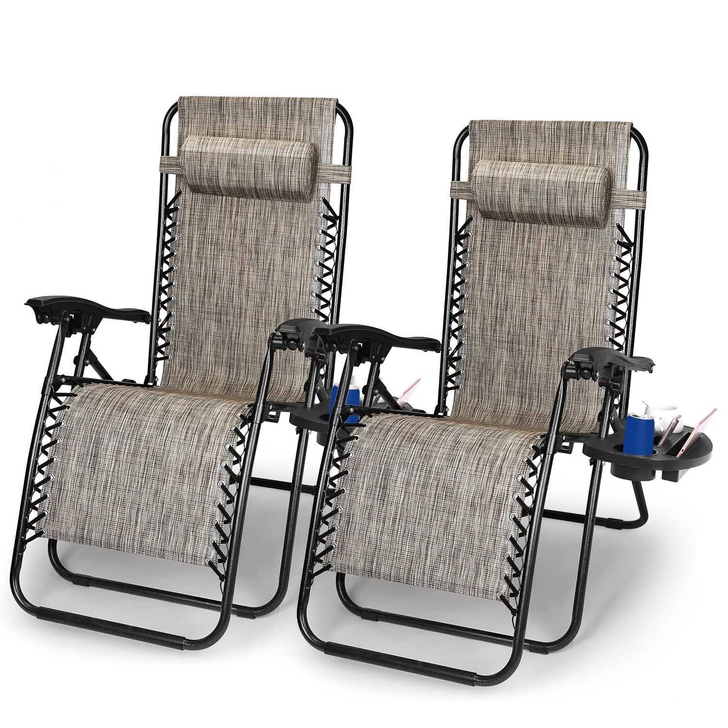 2-Pack: Foldable Zero Gravity Lounge Chair with Dual Side Tray DailySale
