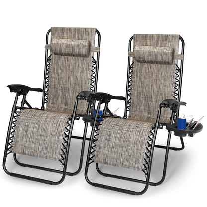 2-Pack: Foldable Zero Gravity Lounge Chair with Dual Side Tray DailySale