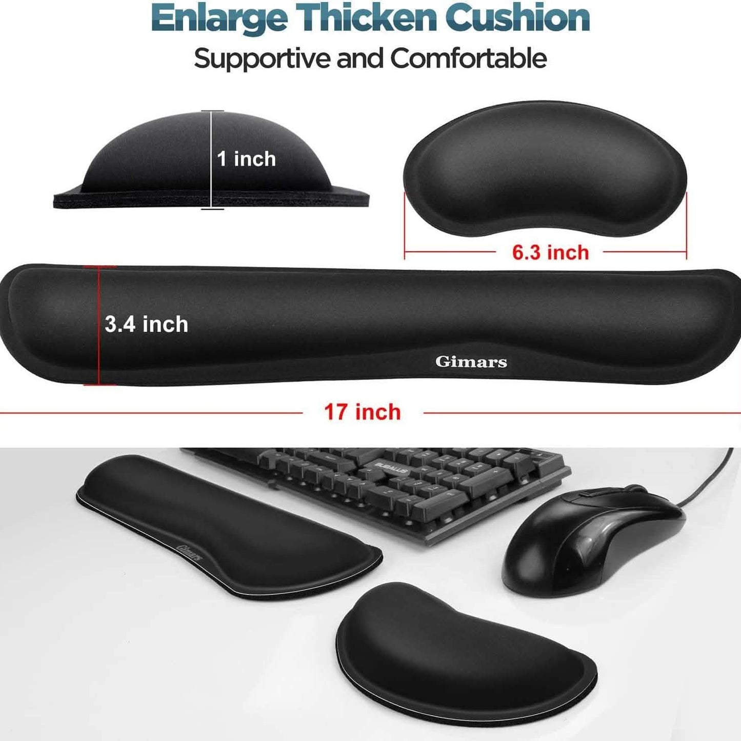 2-Pack: Gimars Upgrade Enlarge Gel Memory Foam Set Keyboard Wrist Rest Pad DailySale