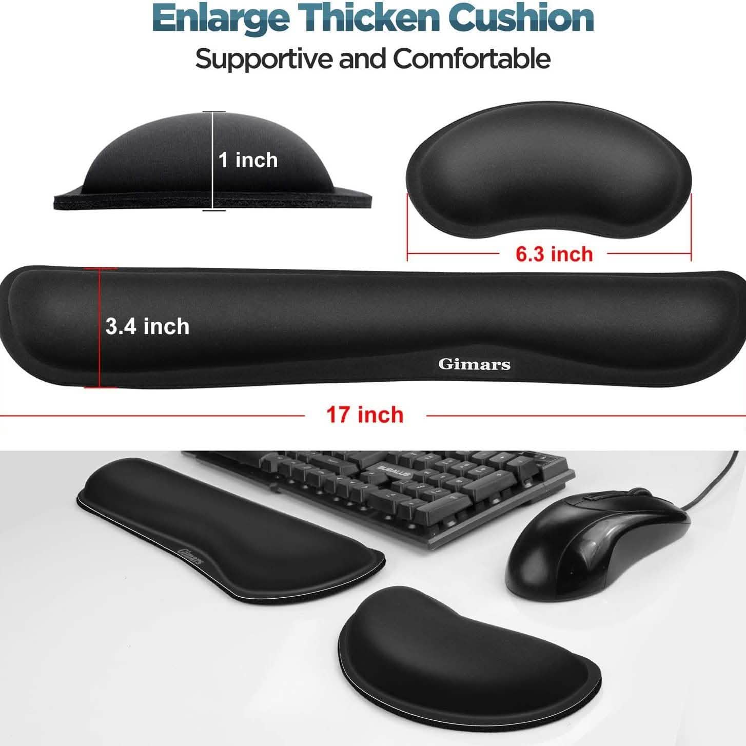 2-Pack: Gimars Upgrade Enlarge Gel Memory Foam Set Keyboard Wrist Rest Pad DailySale